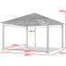 Cenador de jardín 4x4 m Aluminio Techo de policarbonato Aprox. 8 mm cenador de jardín 4 Cortinas Laterales Color Gris 