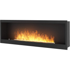  Chimenea de bioetanol de diseño para empotrar en la pared con cristal protector incluido, marco negro semimate de acero inoxidable, quemador de 3 litros (INSIDE1500) 