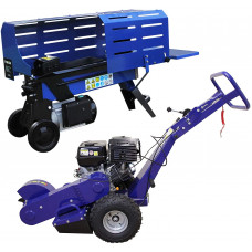 Cortadora de Troncos T-Mech 7T y Descepadora de Tocones 13HP Cortadora de Madera Hidraúlica 3L 2200W Motor Hidráulico 2 Cuchillas  520mm Longitud Máxima del Tronco 