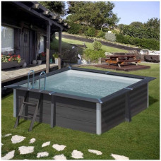 Gre KPCOR28 – Piscina cuadrada composite 326 x 326 x 96 cm, con filtración 4 m3 h, cuña metálica 