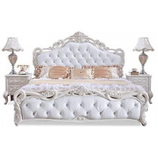  JVmoebel Cama barroca clásica estilo rococó, cama de hotel tapizada, cama de matrimonio, Chesterfield 