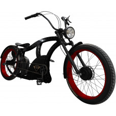 Power-Bikes, Pedelec, E-Bike, 250 W, Fatbike, Cruiser, Bicicleta, Rojo Negro Negro, Rojo    