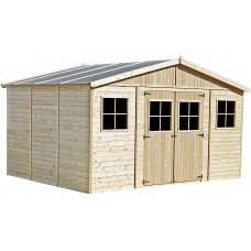  TIMBELA Casetas de Jardin M331 - Casa de Madera para Jardin - Caseta Jardin 418x320cm/12m2 - Cobertizo Jardin Exterior Natural - Taller de Jardín - Bicicleta, Almacenamiento de Herramientas 