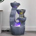  XQKQ Humidificador Creativo, Fuente de Agua de sobremesa Fuente de Agua de sobremesa para Interiores/Exteriores 4 Cuencos escalonados Fuente de Agua de Cascada para Mesa Escritor 